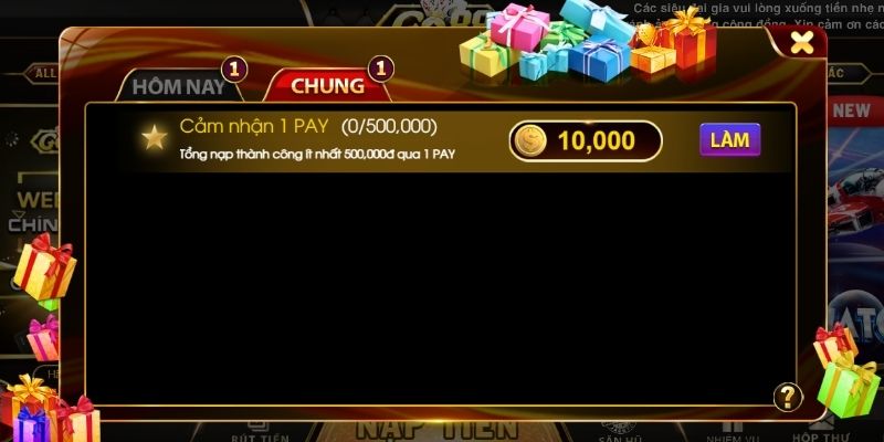 Thưởng 10K khi nạp qua 1PAY