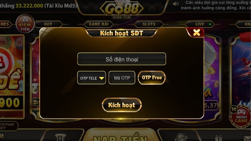 Xác thực điện thoại nhận 50K miễn phí